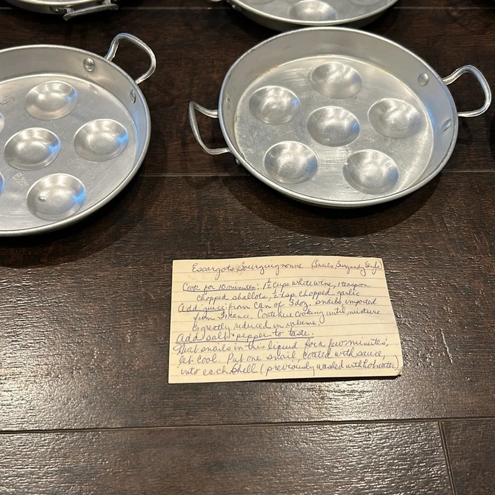 Escargot Pans and Tongs Lalu Rex Vintage Tongs Ten pieces Aluminum France